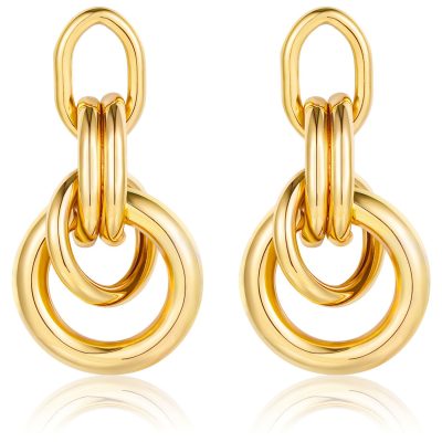 DORANA Chunky Gold Stud Earrings for Women Girls,Dangle Earrings for Women,Knot Geometric Dainty Round Circle Drop Earrings Birthday Mother's Day Valentine's Day Gift Jewelry Trendy