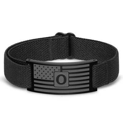 DORANA Black Initial Bracelets for Men Boys,American Flag Letter O Bracelet Birthday 4th of July Graduation Father's Day Jewelry Gifts Ideas Dad Husband Boyfriend Male Tween Son Teen Teenage Kids Age
