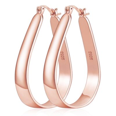 DORANA Oval Hoop Earrings for Women Mom Wife Sterling Silver Lightweight Hypoallergenic Earrings Dainty 20*30mm Earrings Birthday Xmas Christmas Jewelry Gifts Stocking Stuffers