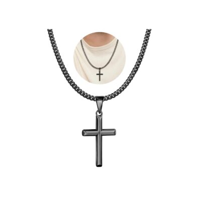 DORANA Cross Necklaces for Men Boys Stainless Steel Cross Pendant Chain Religious Christian First Communion Graduation Father's Day Jewelry Gifts Ideas Dad Husband Son Teen Teenage Kids Age