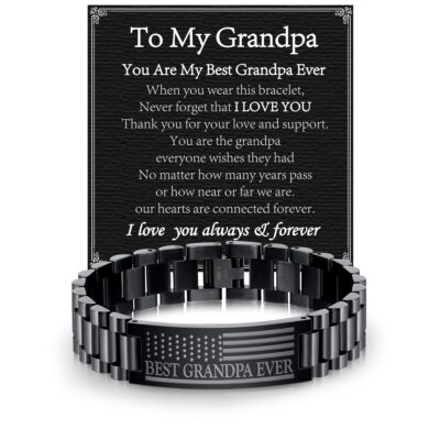 DORANA Black Bracelets for Men Boys Best Ever American Flag Bracelet to My Brother from Brother Sister Stainless Steel Watch Bracelet Graduation 4th of July Jewelry Gifts Ideas for Teen Kids Age