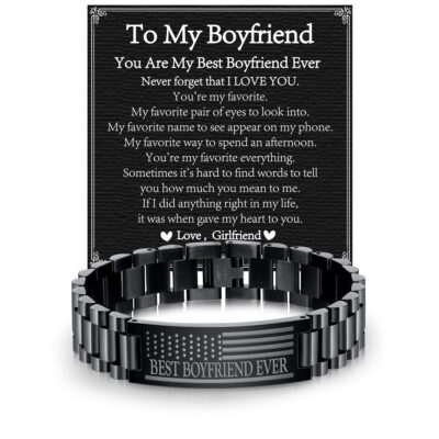 DORANA Black Bracelets for Men Boys Best Ever American Flag Bracelet to My Brother from Brother Sister Stainless Steel Watch Bracelet Graduation 4th of July Jewelry Gifts Ideas for Teen Kids