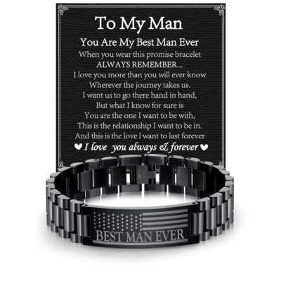 DORANA Black Bracelets for Men Boys Best Ever American Flag Bracelet to My Brother from Brother Sister Stainless Steel Watch Bracelet Graduation 4th of July Jewelry Gifts Ideas for Teen Kids Age