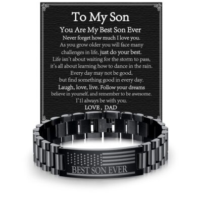 DORANA Black Bracelets for Men Boys Best Ever American Flag Bracelet to My Brother from Brother Sister Stainless Steel Watch Bracelet Graduation 4th of July Jewelry Gifts Ideas for Teen Kids