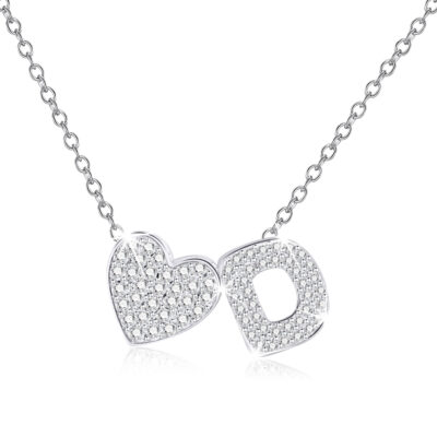 DORANA 18K White Gold Plated Love Heart Initial Necklaces for Women Girls S925 Sterling Silver CZ Letter D Pendant Necklace Birthday Xmas Christmas Jewelry Gifts Ideas Stocking Stuffers for Teen Kids