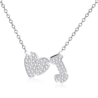 DORANA 18K White Gold Plated Love Heart Initial Necklaces for Women Girls S925 Sterling Silver CZ Letter J Pendant Necklace Birthday Xmas Christmas Jewelry Gifts Ideas Stocking Stuffers for Teen Kids