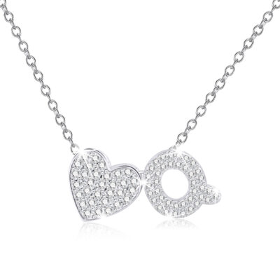 DORANA 18K White Gold Plated Love Heart Initial Necklaces for Women Girls S925 Sterling Silver CZ Letter Q Pendant Necklace Birthday Xmas Christmas Jewelry Gifts Ideas Stocking Stuffers for Teen Kids